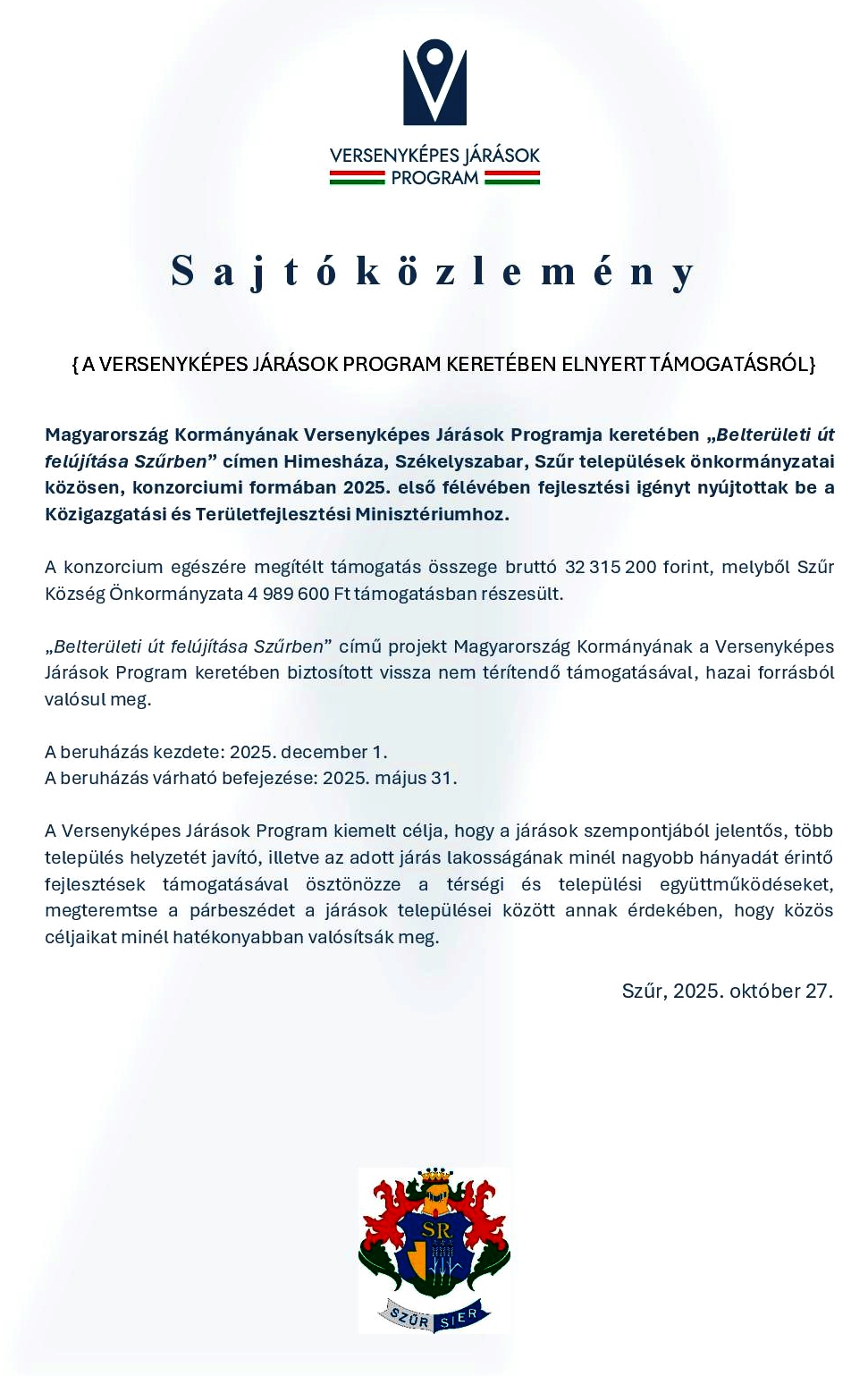 Sajtóközlemény